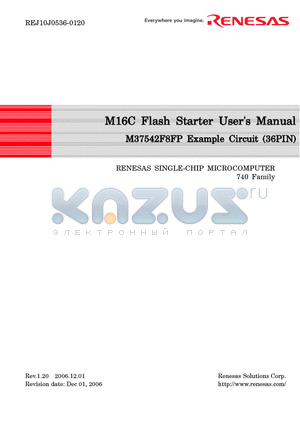 M16C-M37542F8FP datasheet - SINGLE-CHIP MICROCOMPUTER
