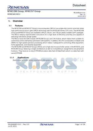 M16C/57 datasheet - RENESAS MCU