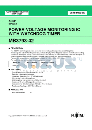 MB3793-42PNF-E1 datasheet - POWER-VOLTAGE MONITORING IC WITH WATCHDOG TIMER