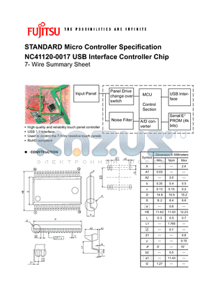 NC41120-0017 datasheet - STANDARD Micro Controller Specification NC41120-0017 USB Interface Controller Chip