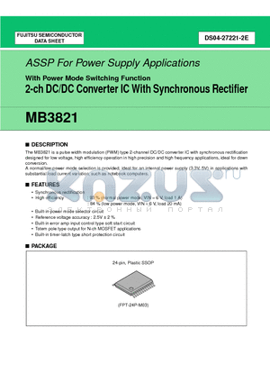 MB3821PFV datasheet - 2-ch DC/DC Converter IC With Synchronous Rectifier