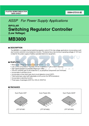 MB3800PFV datasheet - Switching Regulator Controller (Low Voltage)