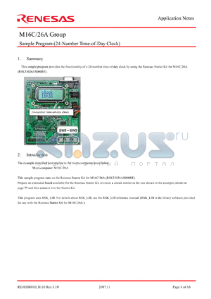 M16C26A-24NT datasheet - Sample Program (24-Number Time-of-Day Clock)