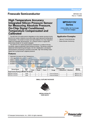 MPXV6115VC6T1 datasheet - High Temperature Accuracy Integrated Silicon Pressure Sensor