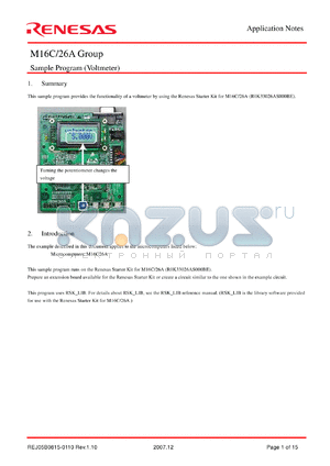 M16C26A-V datasheet - Sample Program (Voltmeter)