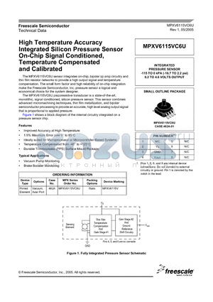 MPXV6115VC6U datasheet - High Temperature Accuracy ntegrated Silicon Pressure Sensor On-Chip Signal Conditioned, Temperature Compensated and Calibrated