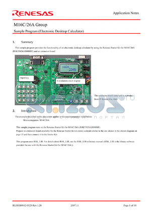 M16C26A-EDC datasheet - Sample Program (Electronic Desktop Calculator)