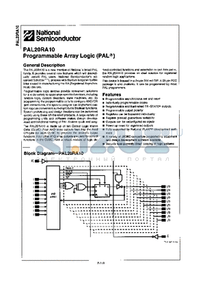 PAL20RA10NM datasheet - PROGRAMMABLE ARRAY LOGIC(PAL)