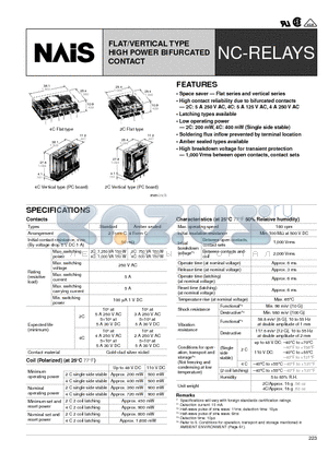 NC4D-L2-DC5V datasheet - FLAT/VERTICAL TYPE HIGH POWER BIFURCATED CONTACT