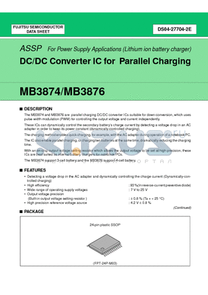 MB3876 datasheet - DC/DC Converter IC for Parallel Charging