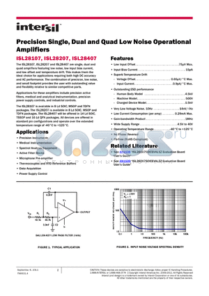 ISL28407 datasheet - Precision Single, Dual and Quad Low Noise Operational