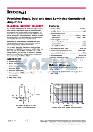 ISL28407 datasheet - Precision Single, Dual and Quad Low Noise Operational Amplifiers