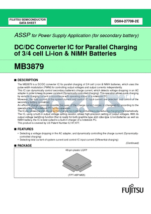 MB3879 datasheet - DC/DC Converter IC for Parallel Charging of 3/4 cell Li-ion & NiMH Batteries