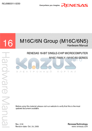 M16C6N datasheet - 16-BIT SINGLE-CHIP MICROCOMPUTER M16C FAMILY / M16C/60 SERIES