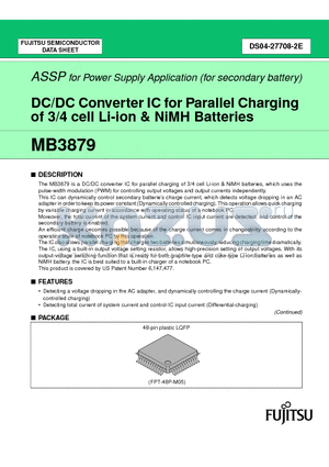 MB3879PFV datasheet - DC/DC Converter IC for Parallel Charging of 3/4 cell Li-ion & NiMH Batteries