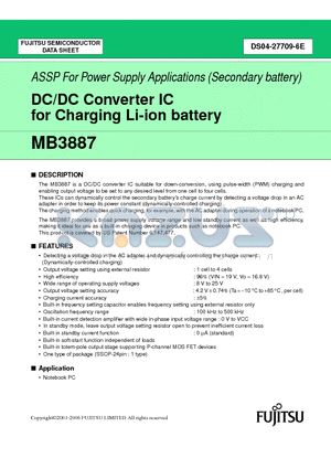 MB3887PFV datasheet - DC/DC Converter IC for Charging Li-ion battery