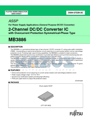MB3886PFV datasheet - 2-Channel DC/DC Converter IC with Overcurrent Protection Symmetrical-Phase Type