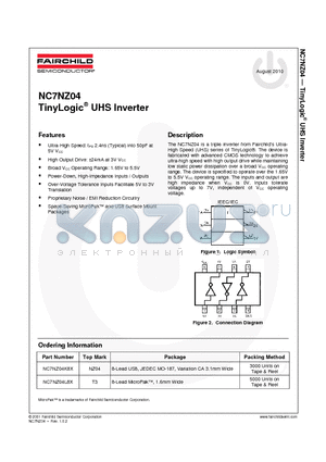 NC7NZ04K8X datasheet - NC7NZ04 TinyLogic UHS Inverter
