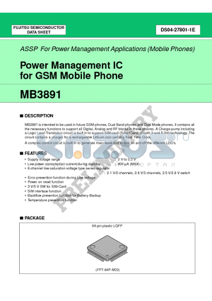 MB3891 datasheet - Power Management IC for GSM Mobile Phone