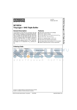 NC7NZ34L8X datasheet - TinyLogic UHS Triple Buffer