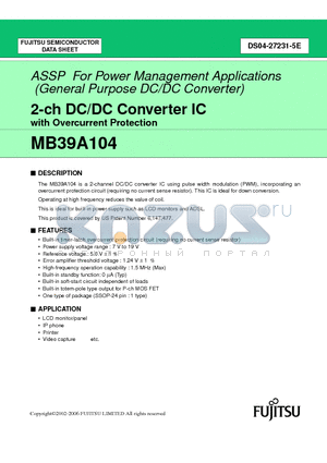 MB39A104_06 datasheet - 2-ch DC/DC Converter IC with Overcurrent Protection