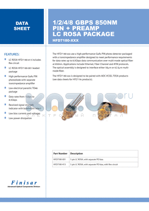 HFD7180-001 datasheet - 5 pin LC ROSA, with separate PD bias