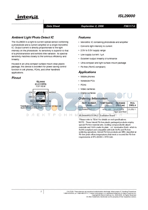 ISL29000IROZ-EVALZ datasheet - Ambient Light Photo Detect IC