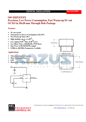 OD-08JS17FL datasheet - Precision, Low Power Consumption, Fast Warm-up SC-cut OCXO in 20x20 mm Through Hole Package