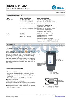 MB3U-I2C datasheet - BiSS TO PC-USB ADAPTER