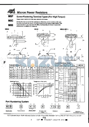 MB40 datasheet - Micro Power Resistors