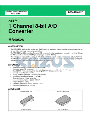 MB40528 datasheet - 1 Channel 8-bit A/D Converter