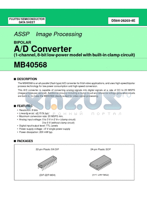 MB40568P-SK datasheet - A/D Converter (1-channel, 8-bit low-power model with built-in clamp circuit)