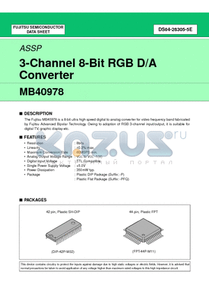 MB40978 datasheet - 3-Channel 8-Bit RGB D/A Converter