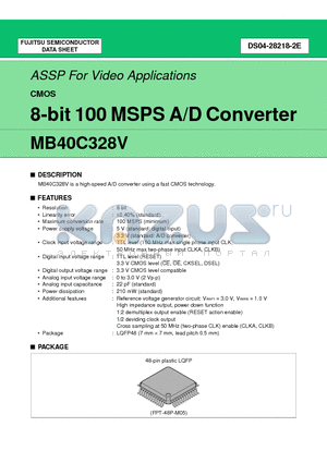 MB40C328VPFV datasheet - 8-bit 100 MSPS A/D Converter