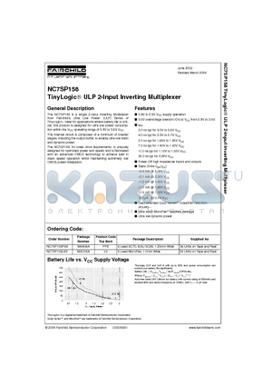 NC7SP158L6X datasheet - TinyLogic ULP 2-Input Inverting Multiplexer