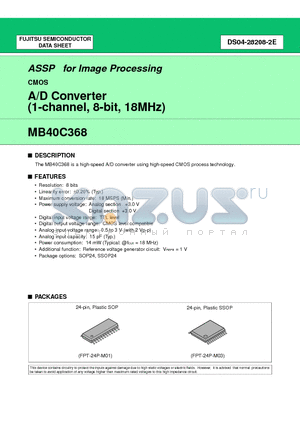 MB40C368PF datasheet - A/D Converter (1-channel, 8-bit, 18MHz)