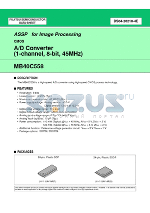 MB40C558PFV datasheet - A/D Converter (1-channel, 8-bit, 45MHz)