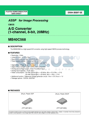 MB40C568PF datasheet - A/D Converter (1-channel, 8-bit, 20MHz)