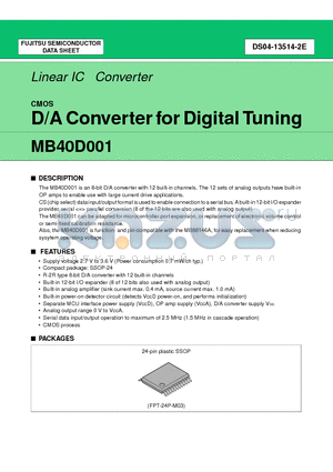 MB40D001PFV datasheet - D/A Converter for Digital Tuning