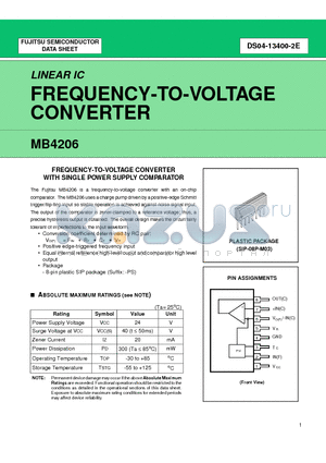 MB4206 datasheet - FREQUENCY-TO-VOLTAGE CONVERTER