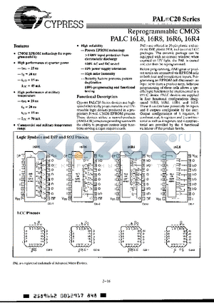 PALC16R8-25WC datasheet - REPROGRAMMABLE CMOS