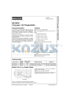 NC7SP34L6X datasheet - TinyLogic ULP Single Buffer