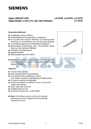 Q62703-Q3468 datasheet - Hyper ARGUS LED Hyper-Bright, 3 mm T1 LED, Non Diffused