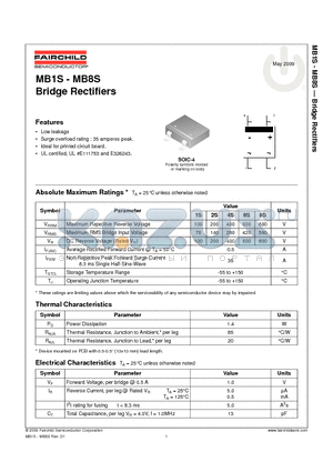 MB4S datasheet - Bridge Rectifiers