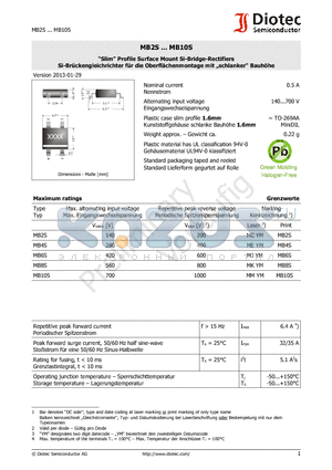 MB4S datasheet - Slim Profile Surface Mount Si-Bridge-Rectifiers