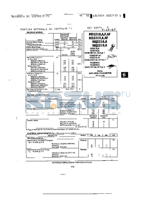 MQ2219 datasheet - DUAL AMPLIFIER TRANSISTOR NPN SILICON