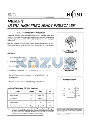 MB505-16 datasheet - ULTRA HIGH FREQUENCY PRESCALER