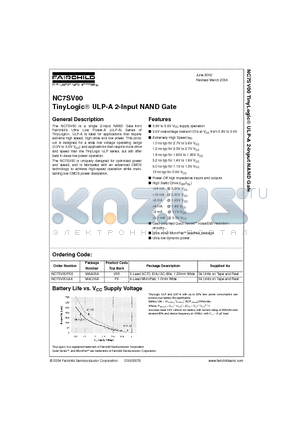 NC7SV00P5X datasheet - TinyLogic ULP-A 2-Input NAND Gate