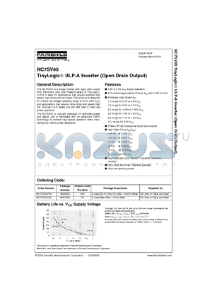 NC7SV05 datasheet - TinyLogic ULP-A Inverter (Open Drain Output)