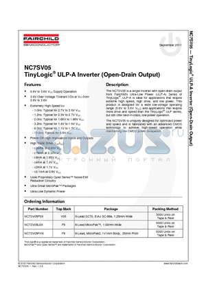 NC7SV05FHX_11 datasheet - TinyLogic^ ULP-A Inverter (Open-Drain Output)